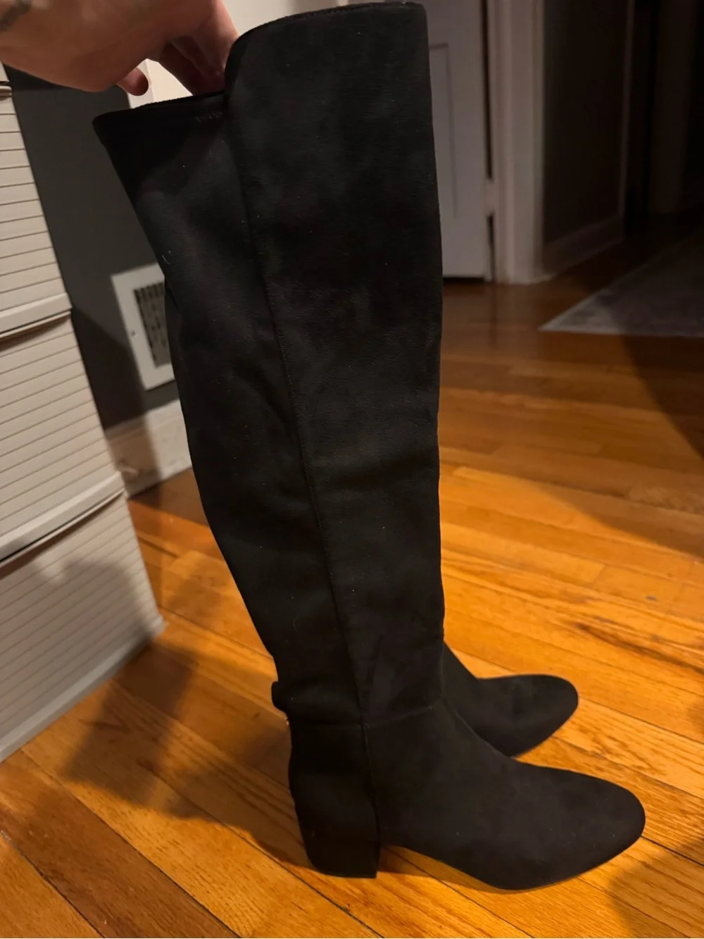 Michael Kors Black Suede Over-the-Knee Block Heel Boots